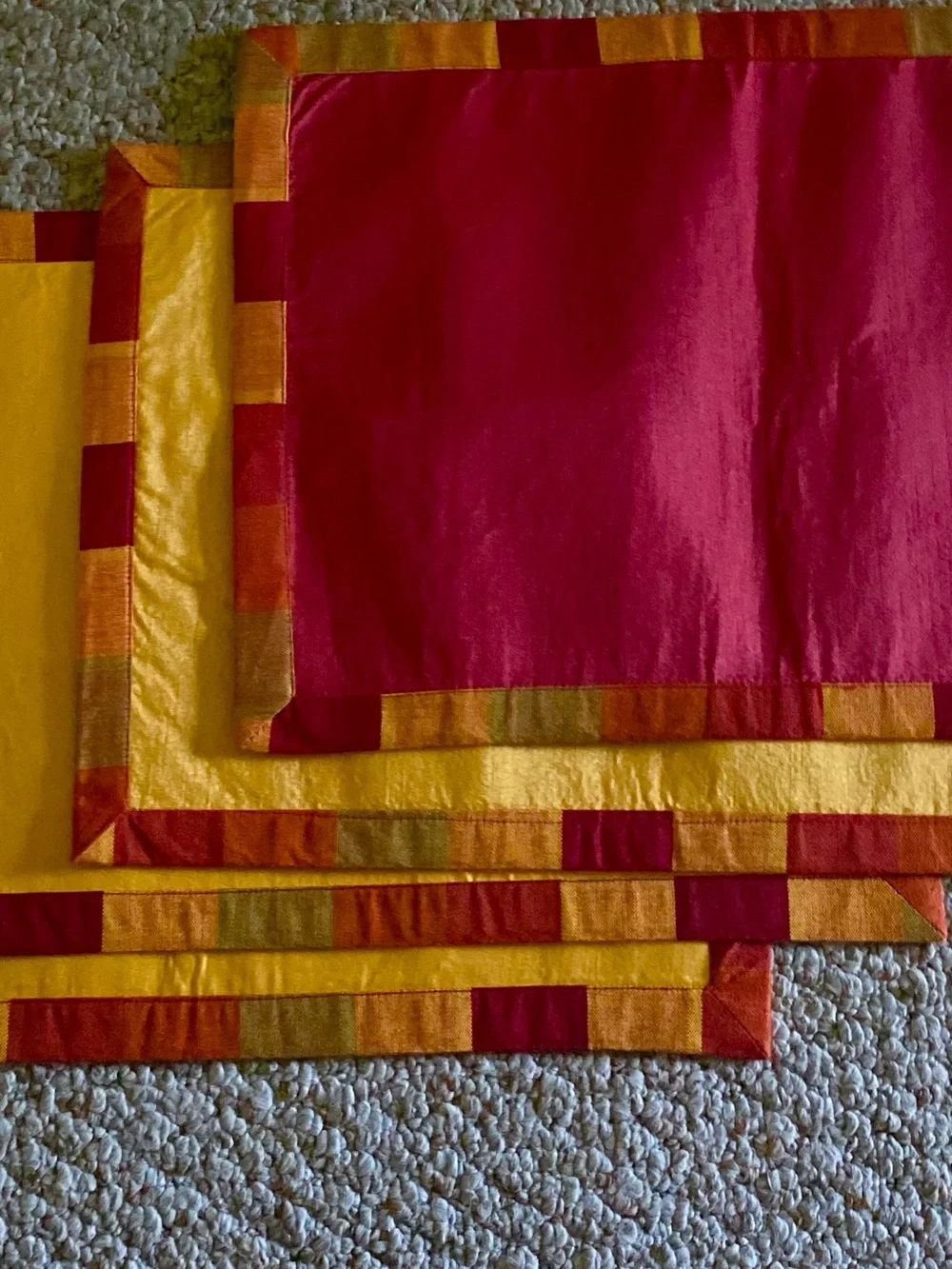 Handmade Orange/Yellow Placemats with Red Trim - Dining Table Set
